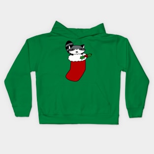 Christmas Stocking Raccoon Kids Hoodie